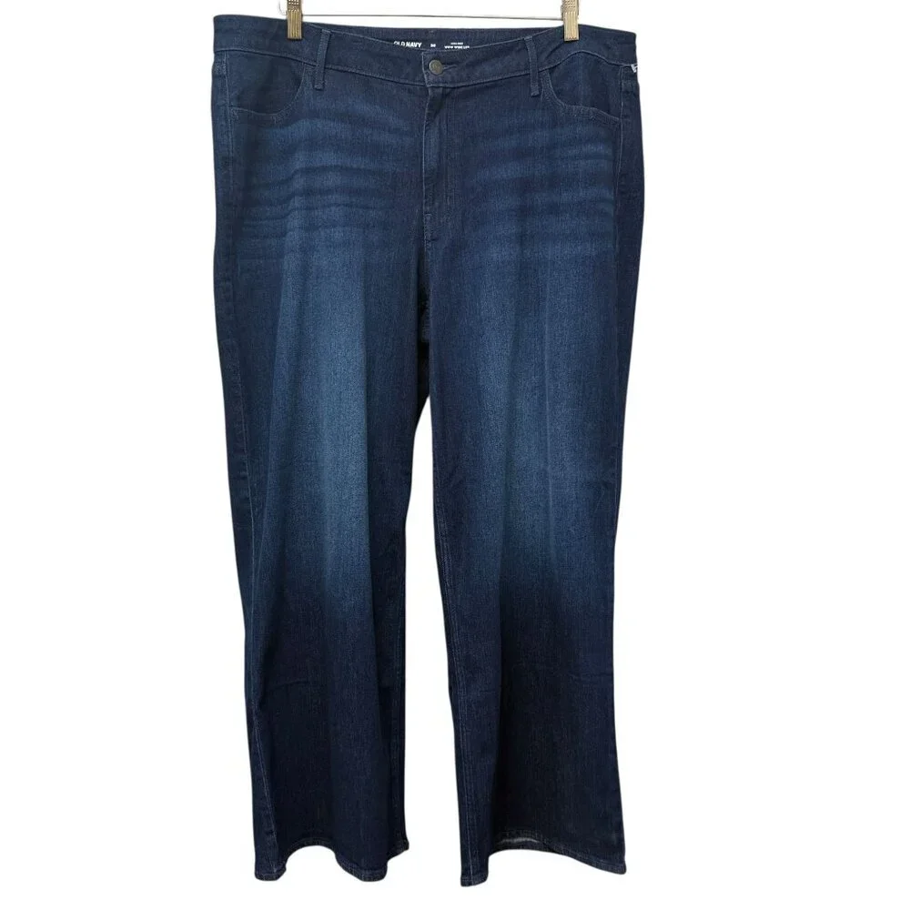 Old Navy Women’s High-Rise Wow Wide Leg Jeans Plus Size 20 Dark Wash Denim NWOT - Picture 2 of 10